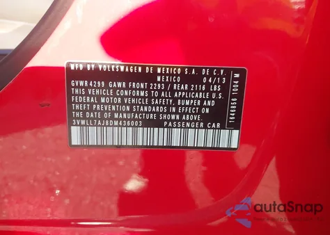 2013 Volkswagen Jetta Tdi z USA, uszkodzony, nr VIN 3VWLL7AJ8DM436003